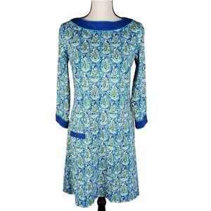Cabana Life Blue and Green Long Sleeve Dress